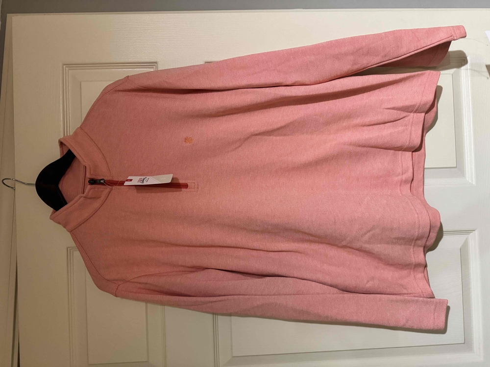 Izod Saltwater Quarter Zip Pullover Long Sleeve Sweater Pink Size Large
